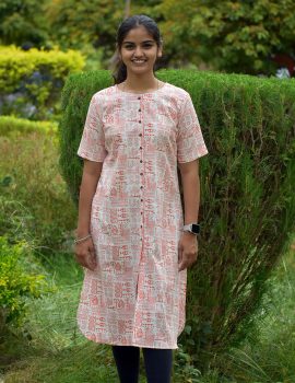 Red (Block Print) Khadi Kurti