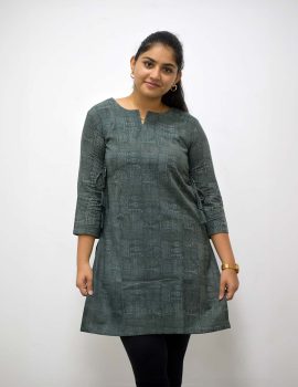 Green (Block Print) Khadi Kurti