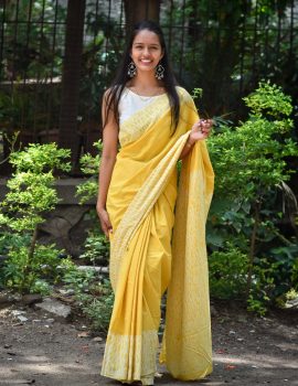 Khadi Saree Block Print