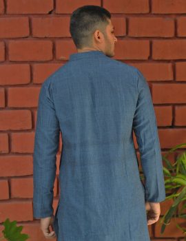 Deep Blue Khadi Kurta
