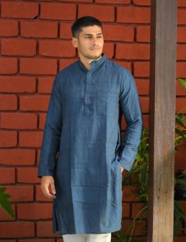 Deep Blue Khadi Kurta