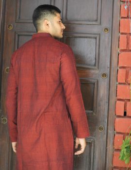 Deep Red Classic Khadi Kurta