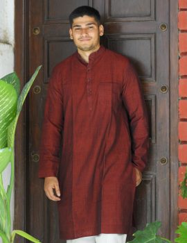 Deep Red Classic Khadi Kurta
