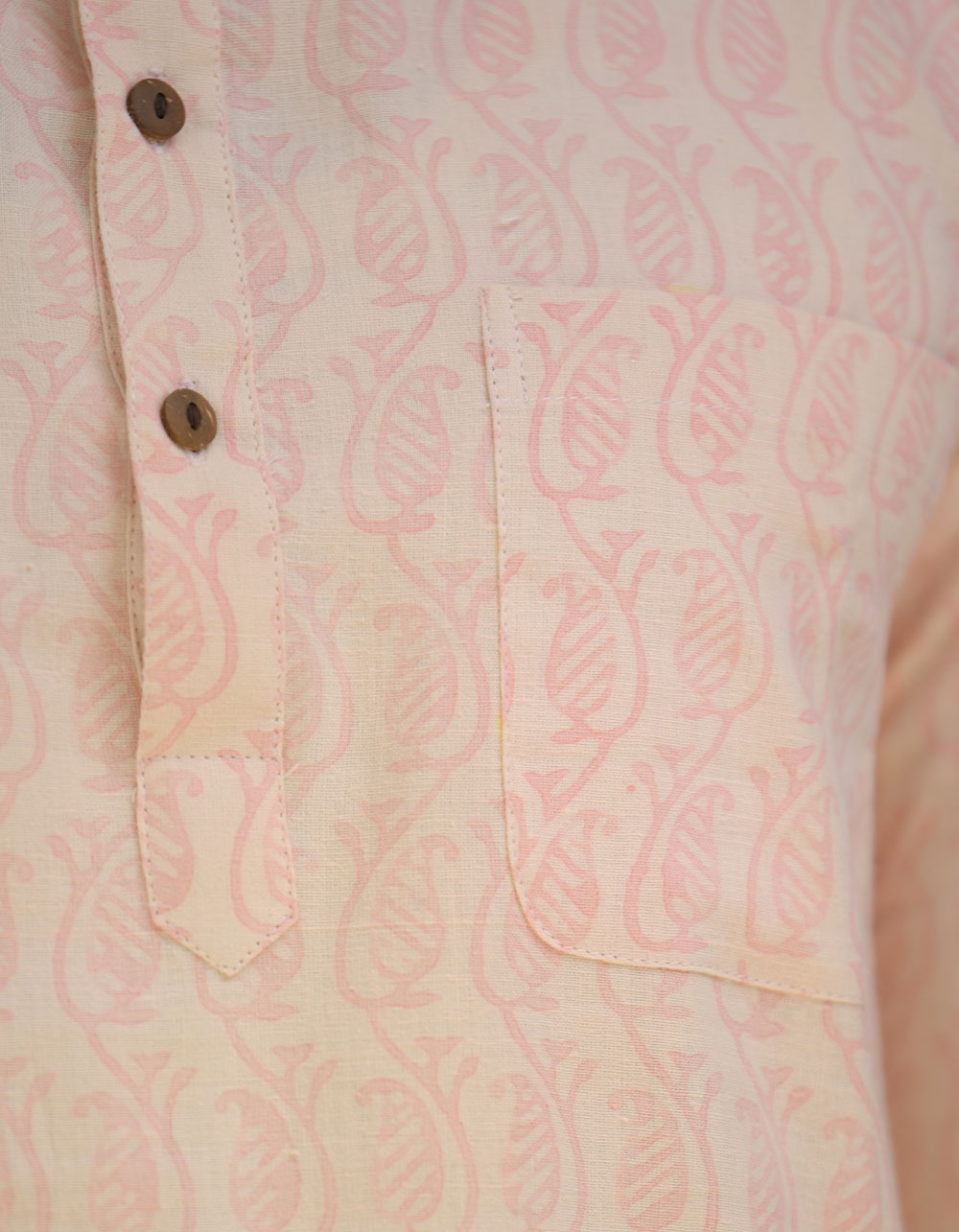 Light-Pink-Printed-Khadi-Kurta-Close