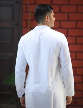 Plain White Khadi Kurta