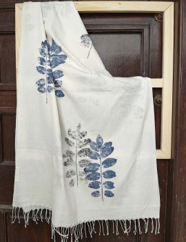 Leaf Print  Khadi Scarf