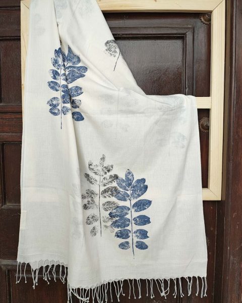 Leaf Print  Khadi Scarf
