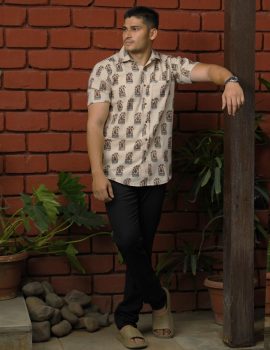 Block Printed Casual Khadi Shirt