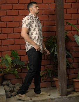 Block Printed Casual Khadi Shirt