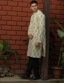 Heritage Block Print Khadi Kurta