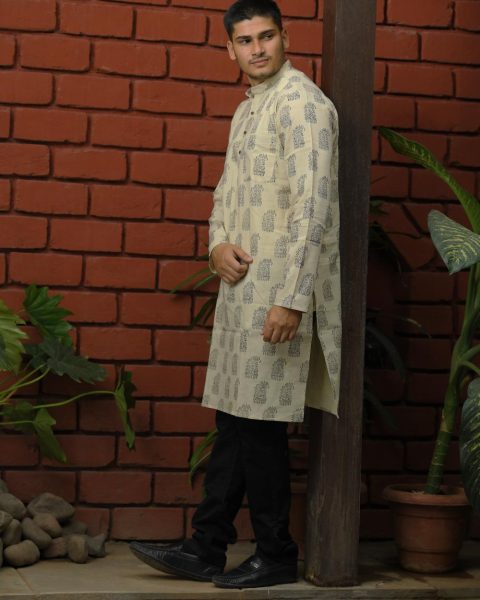 Heritage Block Print Khadi Kurta