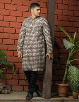 Paisley Print Khadi Kurta