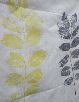 Mono Leaf Print Khadi Scarf