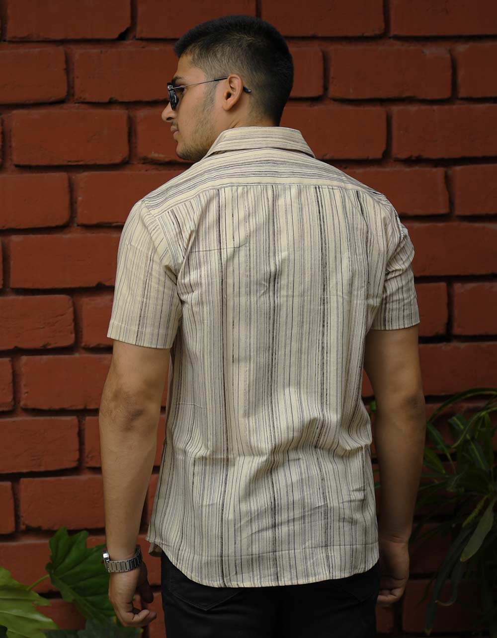 Striped-Casual-Khadi-Shirt-Back