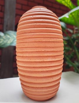 Handcrafted Ribbed Terracotta vase