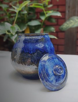 Rustic Blue Handcrafted Canister