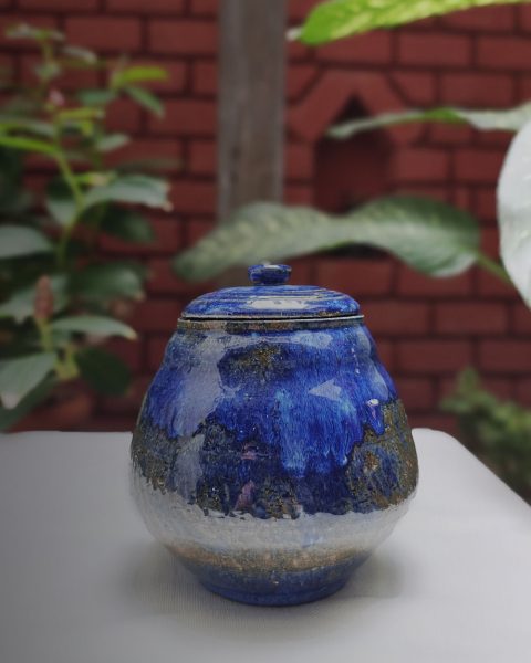 Rustic Blue Handcrafted Canister