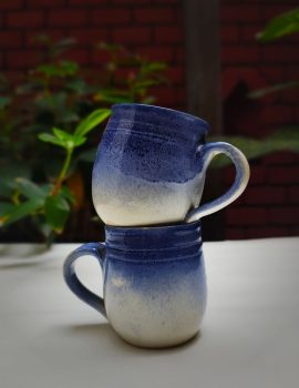 Handcrafted Blue Gradient Mugs (Set Of 2)