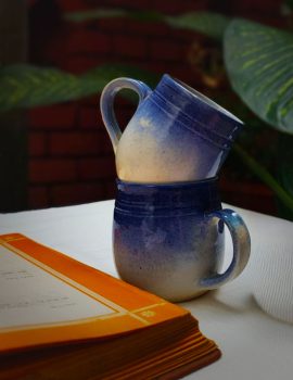 Handcrafted Blue Gradient Mugs (Set Of 2)