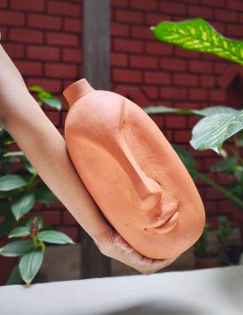 Teracotta Face Vase