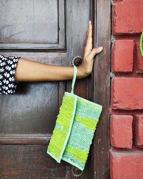 Upcycled pouch (green)