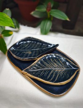 Midnight Leaf Platter