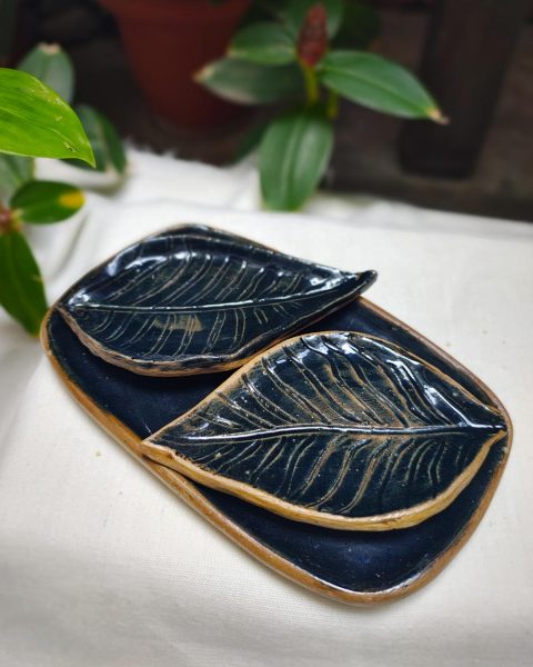 Midnight Leaf Platter