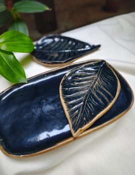 Midnight Leaf Platter