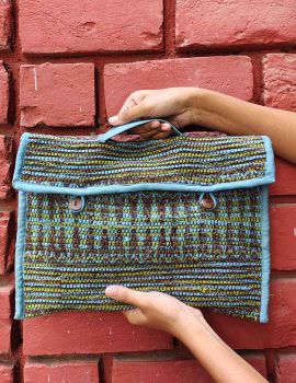 Upcycled Laptop Cover Printed (Blue)