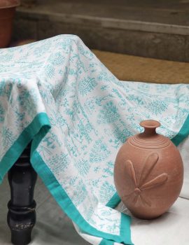 Aqua Handblock Khadi Towel