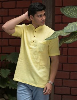 Classic Yellow Khadi Kurta