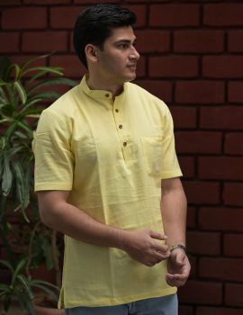 Classic Yellow Khadi Kurta