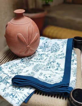 Indigo Handblock Khadi Towel