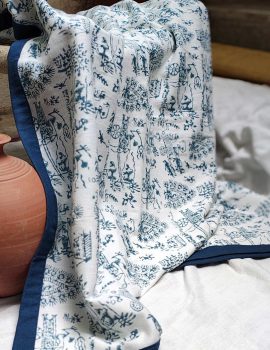 Indigo Handblock Khadi Towel